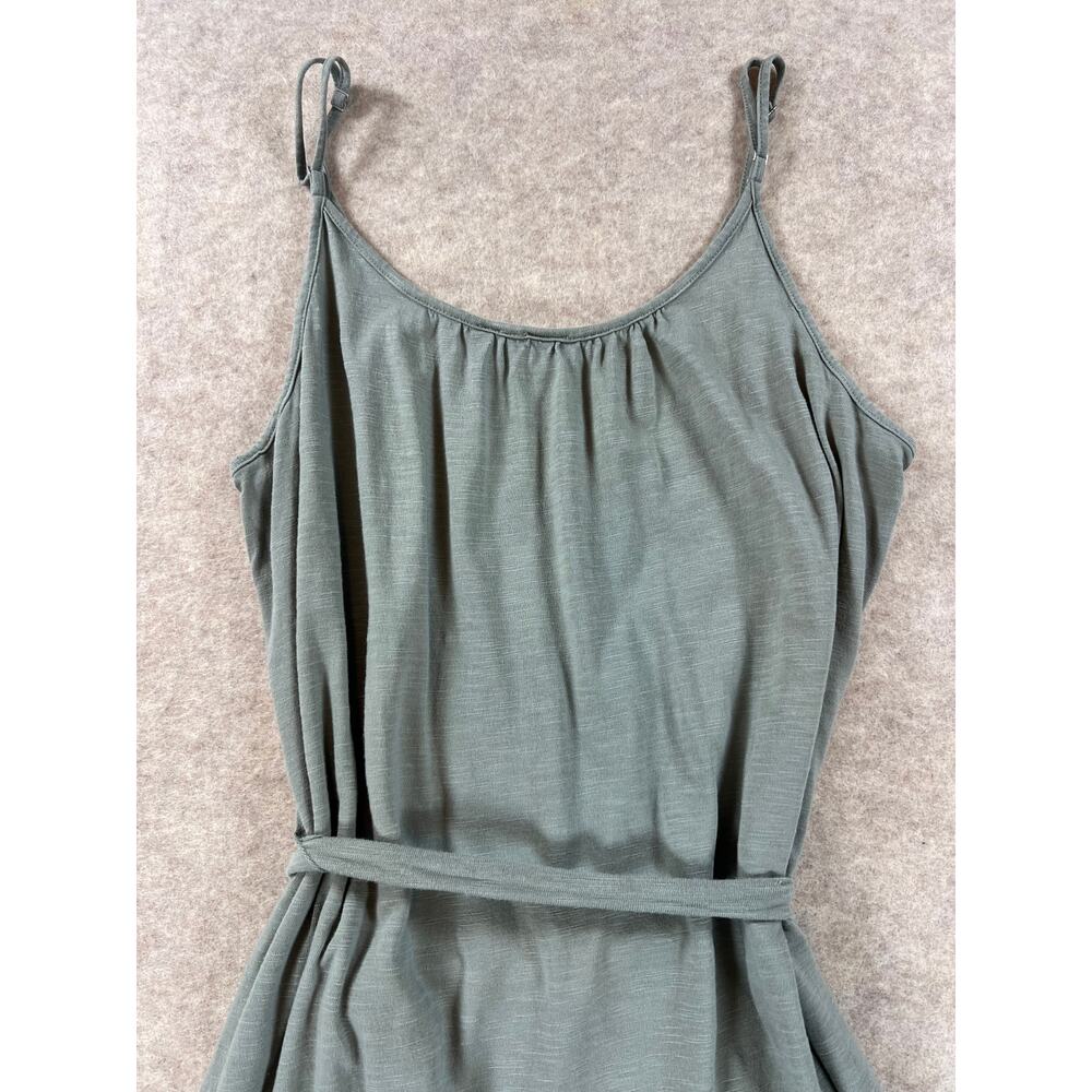 GAP Soft Slub Cami Belted Midi Dress Hi Lo Tweed Green Size Large - Picture 6 of 10